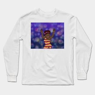 African American black woman disco funky dancing. Long Sleeve T-Shirt